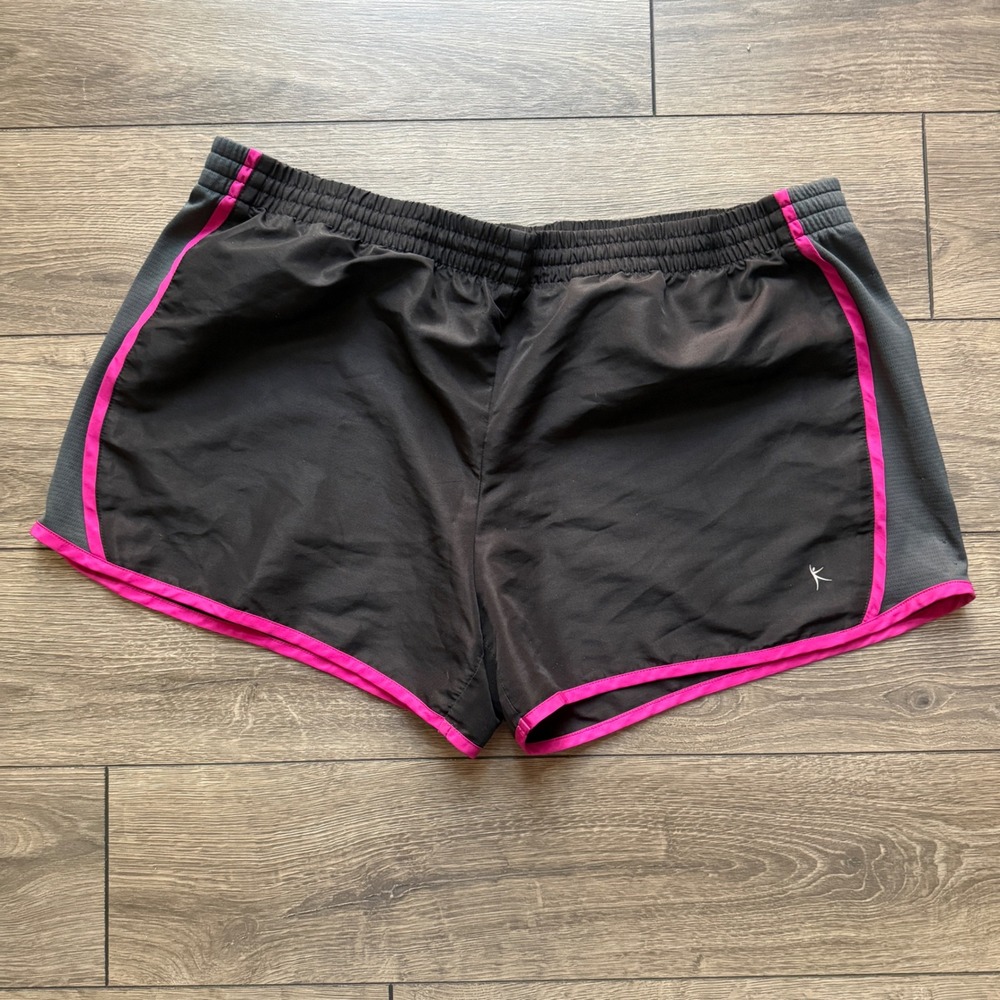 Danskin Now Womens XXL Black‎ Pink Trim Athletic Running Shorts DL33B-200